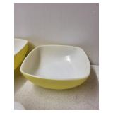 Pyrex Yellow Mixing Bowls and Baking Dish Set with Glass Lid