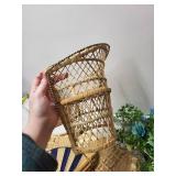 Assorted Woven Basketry Decor Items, Hand Fan, and Floral Arrangement