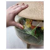 Mid-Century Modern Inflatable Terrarium Foot Stool with Floral Display