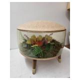 Mid-Century Modern Inflatable Terrarium Foot Stool with Floral Display