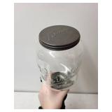 Antique Crystal Coffee Grinder with Glass Jars and Mounting Bracket