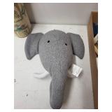 Crafting and Decor Lot with Elephant Pillow, Knitting Supplies, and Pumpkin Plush