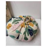 Crafting and Decor Lot with Elephant Pillow, Knitting Supplies, and Pumpkin Plush