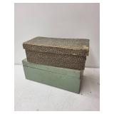 Lot of 2 Vintage Document Storage Boxes Cardboard and Metal