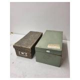 Lot of 2 Vintage Document Storage Boxes Cardboard and Metal