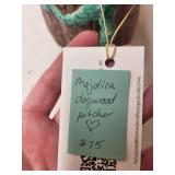 Majolica Dogwood Floral Pottery Pitcher