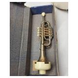 Vintage Musical Lot: Golden Trumpet Toy, Tambourine, and Washboard