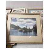 Collection of 9 Framed Artwork and Embroidered Pieces