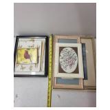Collection of 9 Framed Artwork and Embroidered Pieces