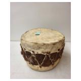 Vintage Deer Skin Drum with Fur Wrap