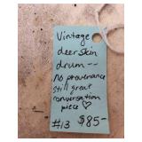 Vintage Deer Skin Drum with Fur Wrap