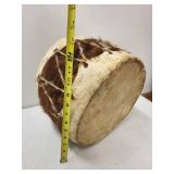 Vintage Deer Skin Drum with Fur Wrap