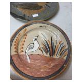 Collection of 7 Decorative Plates and Tile with Folk and Nature Themes