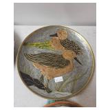 Collection of 7 Decorative Plates and Tile with Folk and Nature Themes