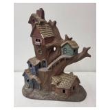 11-Inch Painted Resin Treehouse Fairy Garden Sculpture