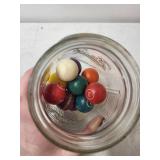 Set of 2 Glass Jars with Mixed Vintage Billiard Balls