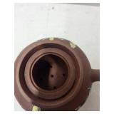 Hand-Painted Yixing Style Clay Teapot with Floral and Bird Design