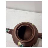 Hand-Painted Yixing Style Clay Teapot with Floral and Bird Design