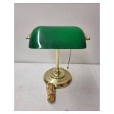 Vintage Style Green Glass and Brass Bankers Desk Lamp