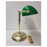 Vintage Style Green Glass and Brass Bankers Desk Lamp