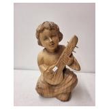 Hand-Carved Wooden Angel Musician Figurine