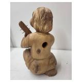 Hand-Carved Wooden Angel Musician Figurine