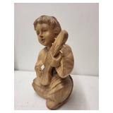 Hand-Carved Wooden Angel Musician Figurine