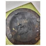 Vintage Square Ceramic Vase with Green Glaze and Geometric Pattern