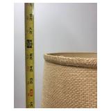 Vintage Ceramic Table Lamp with Textured Base and Burlap Shade