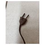 Vintage Ceramic Table Lamp with Textured Base and Burlap Shade