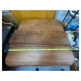 Antique Wooden Dining Table with Ornate Pedestal Base, 2 leaves