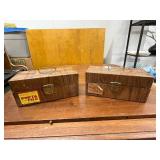Pair of Vintage Porta File Metal Security Boxes with Wood Grain Finish