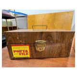 Pair of Vintage Porta File Metal Security Boxes with Wood Grain Finish