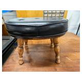 Black Vinyl Piano Bench with Wood Legs
