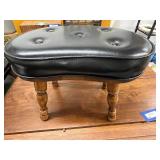 Black Vinyl Piano Bench with Wood Legs