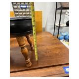 Black Vinyl Piano Bench with Wood Legs