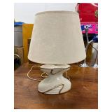 Vintage Ceramic Table Lamp with Cream Shade and Gold Accents