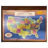 Vintage Wooden Map of the United States Puzzle by MB