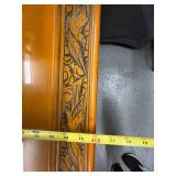 Hand-Carved Wooden Coffee Table with Glass Top and Storage Shelf