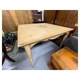 Vintage Painted Triangular Wooden Table with Floral Design