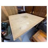 Vintage Painted Triangular Wooden Table with Floral Design