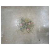 Vintage Painted Triangular Wooden Table with Floral Design