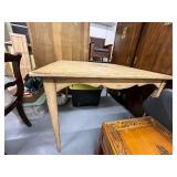 Vintage Painted Triangular Wooden Table with Floral Design