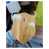 Mounted Deer Antlers on Wood Plaque and Decor Lot