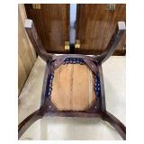 Antique Wood Side Chair with Carved Back and Crochet Seat Cover