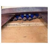 Antique Wood Side Chair with Carved Back and Crochet Seat Cover