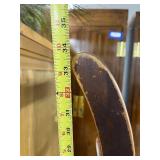 Antique Wood Side Chair with Carved Back and Crochet Seat Cover