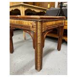 Square Rattan and Glass Side Table, 24 Inch