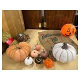 Large Decorative Pumpkin and Halloween Decor Collection