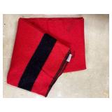 Faribo 100% Wool Red and Black Fluff-Loomed Blanket, small hole